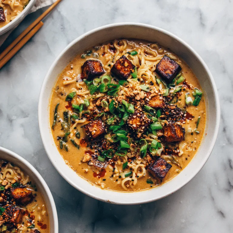 Miso Peanut Ramen Bowls with Crispy Tofu – Creamy, Nutty & Comforting