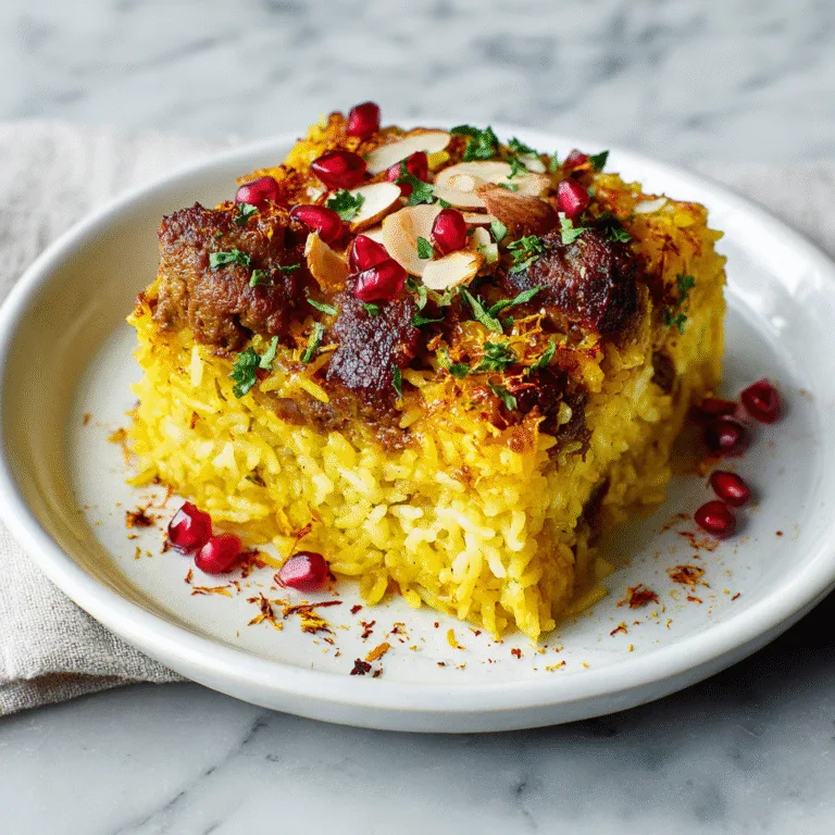 Golden Saffron Rice Bake with Spiced Meat – A Fragrant Comfort Dish