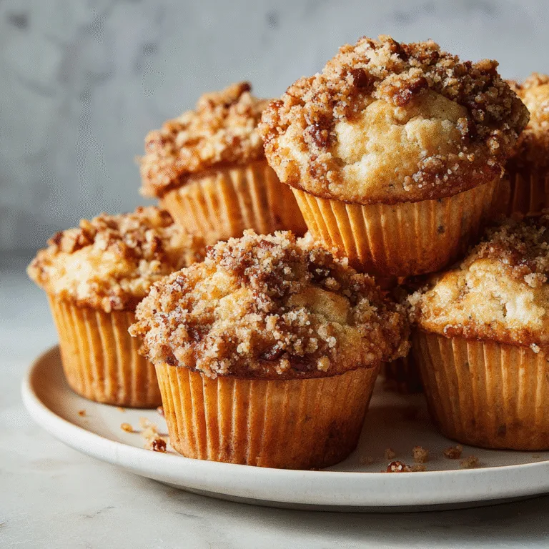 Peach Crumble Muffins (Soft, Buttery Muffins with Crunchy Pecan Crumble)