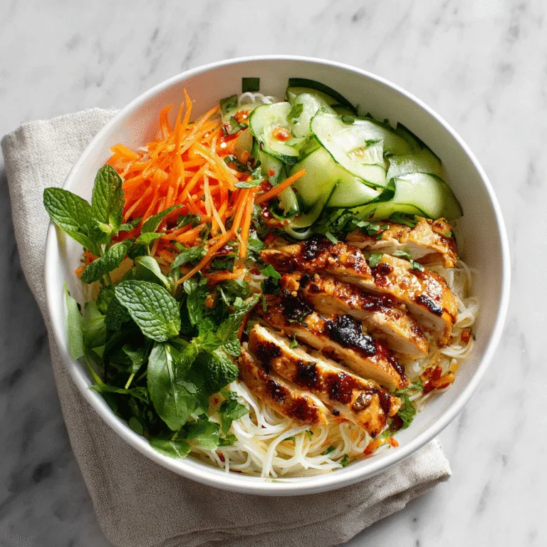Vietnamese Noodles with Lemongrass Chicken (Bún Gà Nướng)