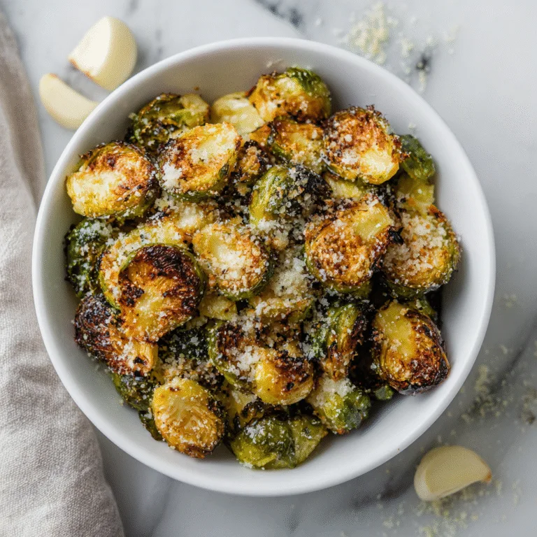 Crispy Parmesan Garlic Roasted Brussels Sprouts