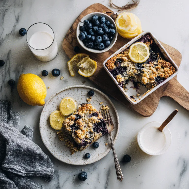 Lemon Poppy Seed Blueberry Baked Oatmeal