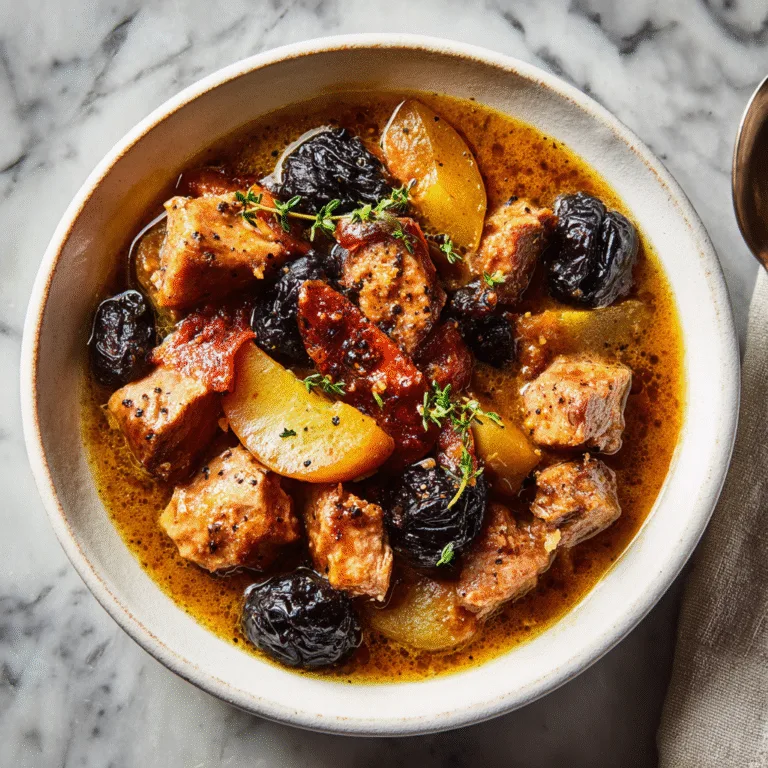 Pork Stew with Bacon, Apples, and Prunes