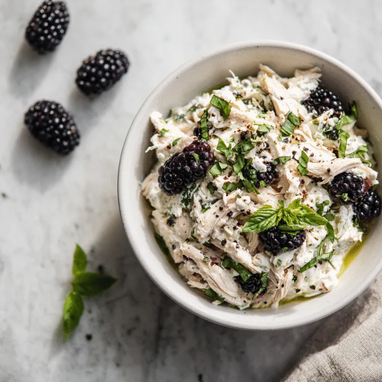 Blackberry Cottage Cheese Chicken Salad (Fresh, Creamy & High-Protein Delight)
