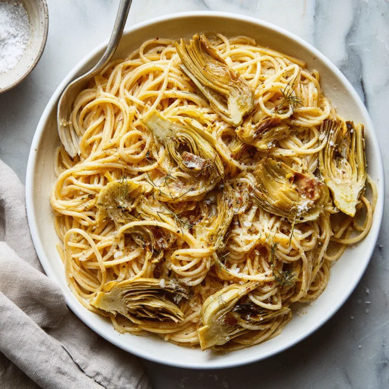 Lemon Brown Butter Pasta with Roasted Artichokes & Fennel