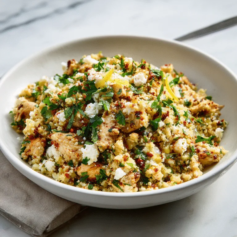 Mediterranean Cauliflower Rice with Chicken (Easy, Healthy One-Pan Dinner)