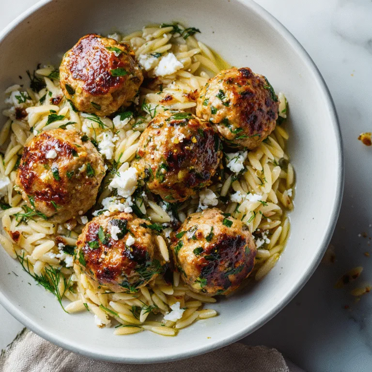Lemony Mediterranean Meatballs with Orzo (Bright, Fresh & Comforting)