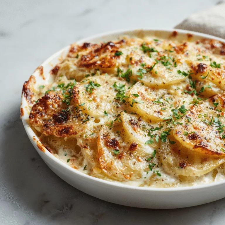 Garlic Scalloped Potatoes with Greek Yogurt (Creamy & Lighter)
