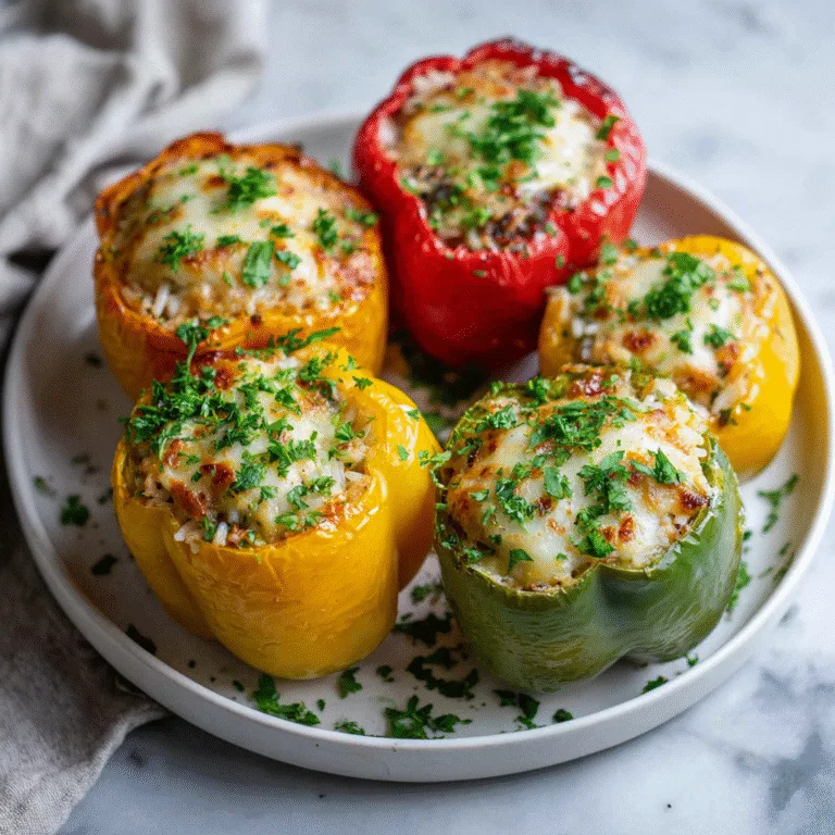 Easy Vegetarian Stuffed Bell Peppers with Rice