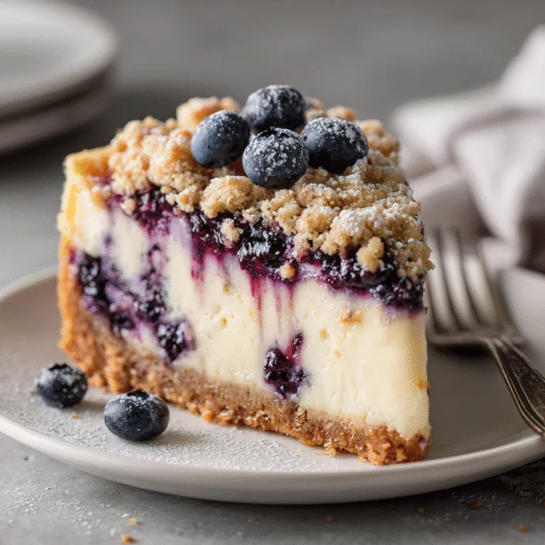 Blueberry Crumble Cheesecake (Creamy, Buttery & Irresistibly Fruity)
