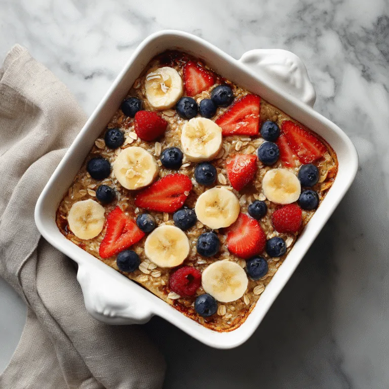 One-Pan Baked Oatmeal with Bananas and Berries (Easy Healthy Breakfast)