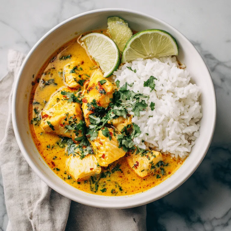 Coconut Lime Fish Curry with Jasmine Rice