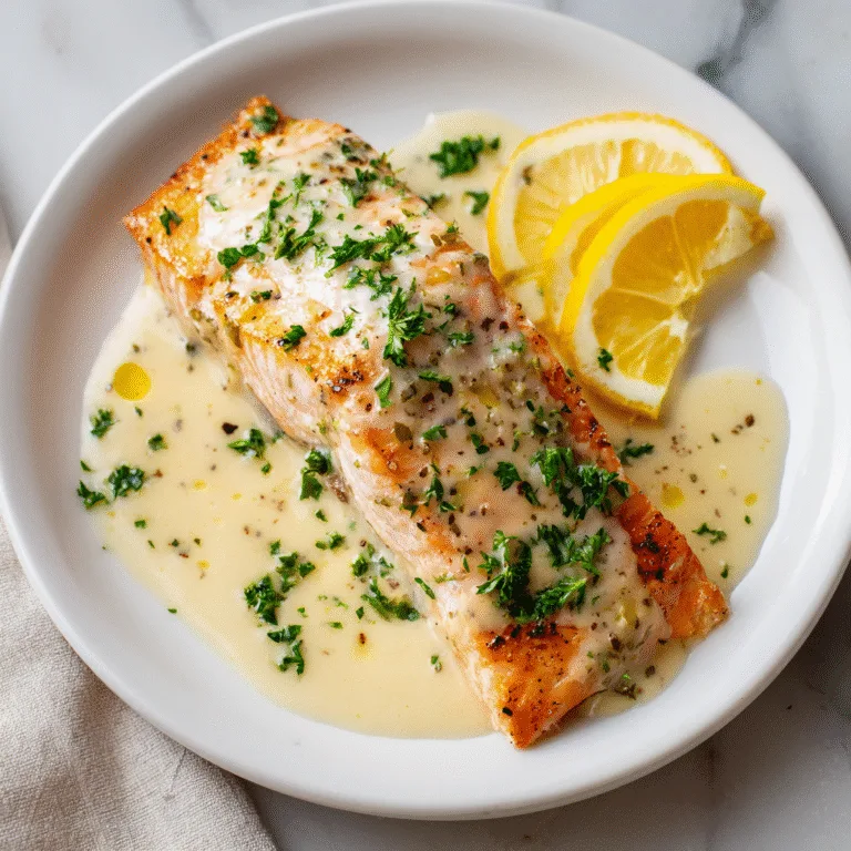 Baked Salmon with Lemon Butter Cream Sauce