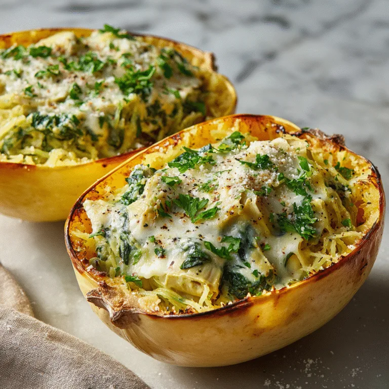 Spinach & Artichoke Stuffed Spaghetti Squash